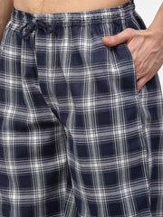 Indian Men's Blue Cotton Checked Track Pants