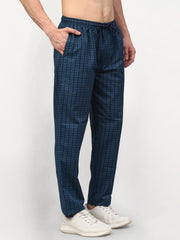 Indian Needle Men's Blue Cotton Quality Checked Track Pants