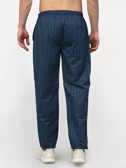 Indian Needle Men's Blue Cotton Quality Checked Track Pants