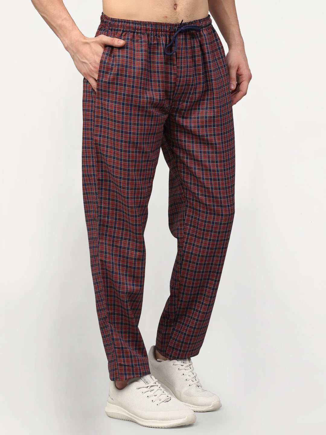 Maroon Cotton Track Pants - Mens Pajamas & Mens Sleepwear Sets