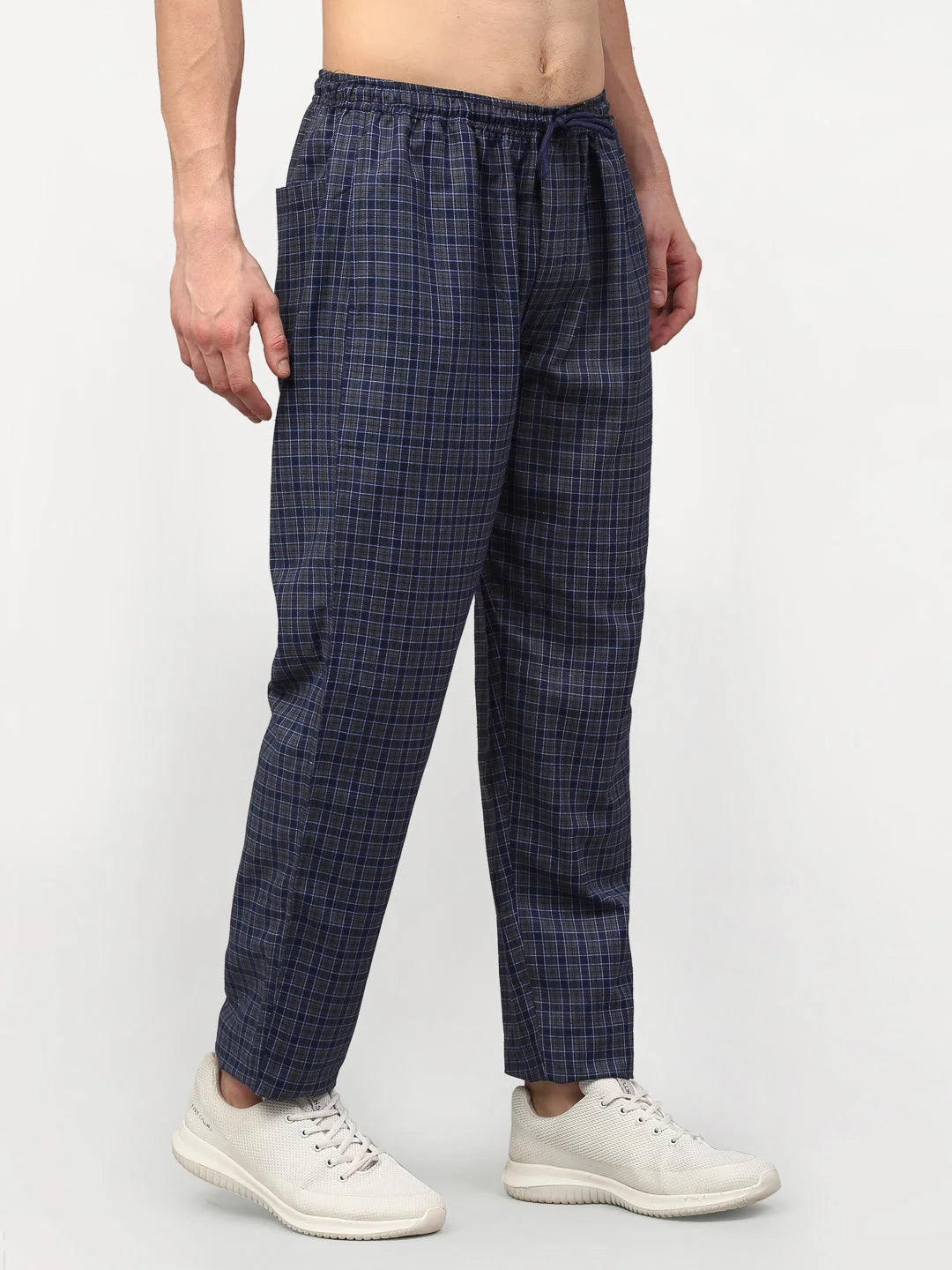 Navy Blue Cotton Track Pants - Mens Pajamas & Mens Sleepwear