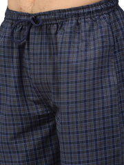 Indian Needle Men's Navy Blue Cotton Checked Track Pants