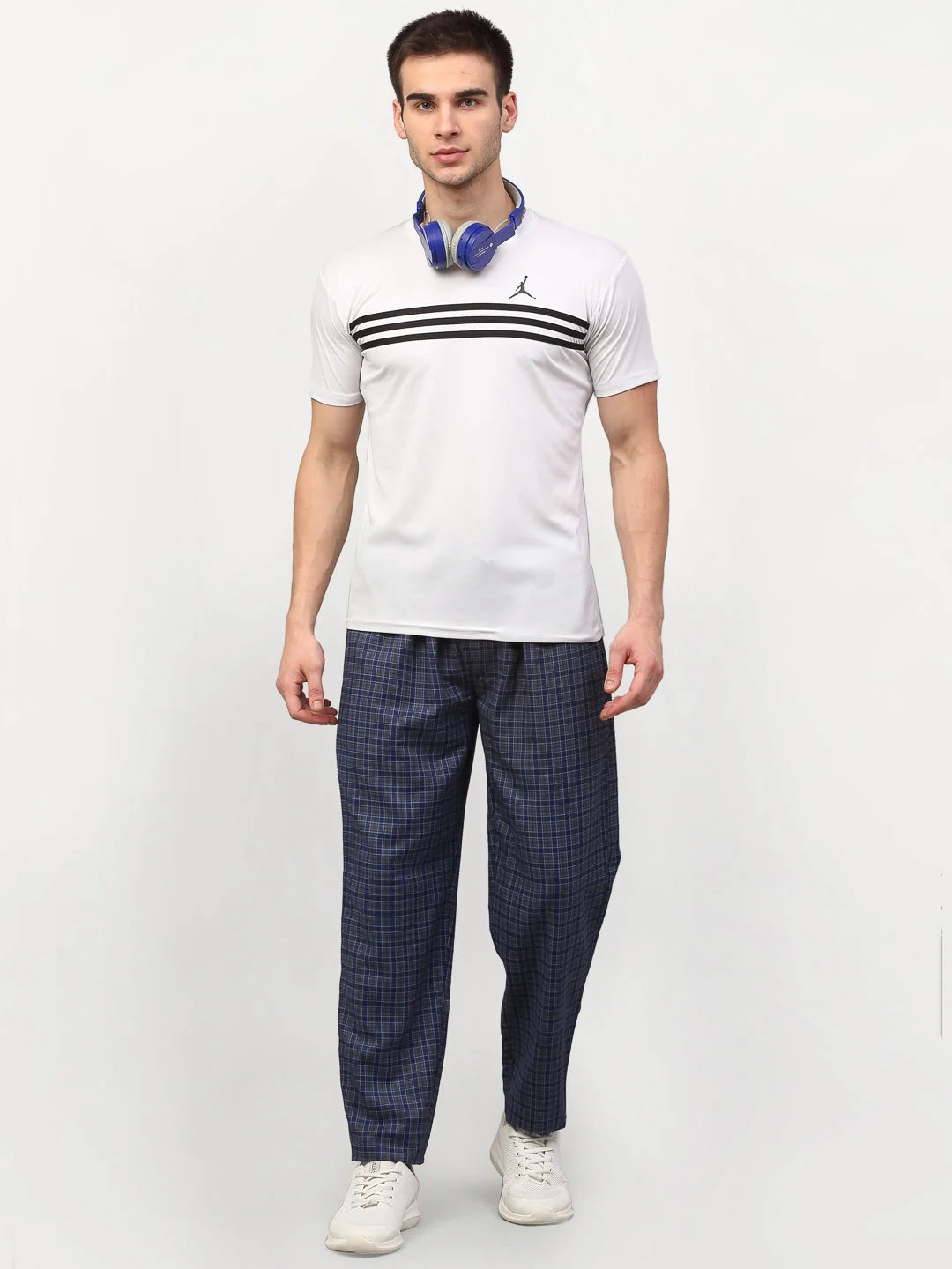 Navy Blue Cotton Track Pants - Mens Pajamas & Mens Sleepwear