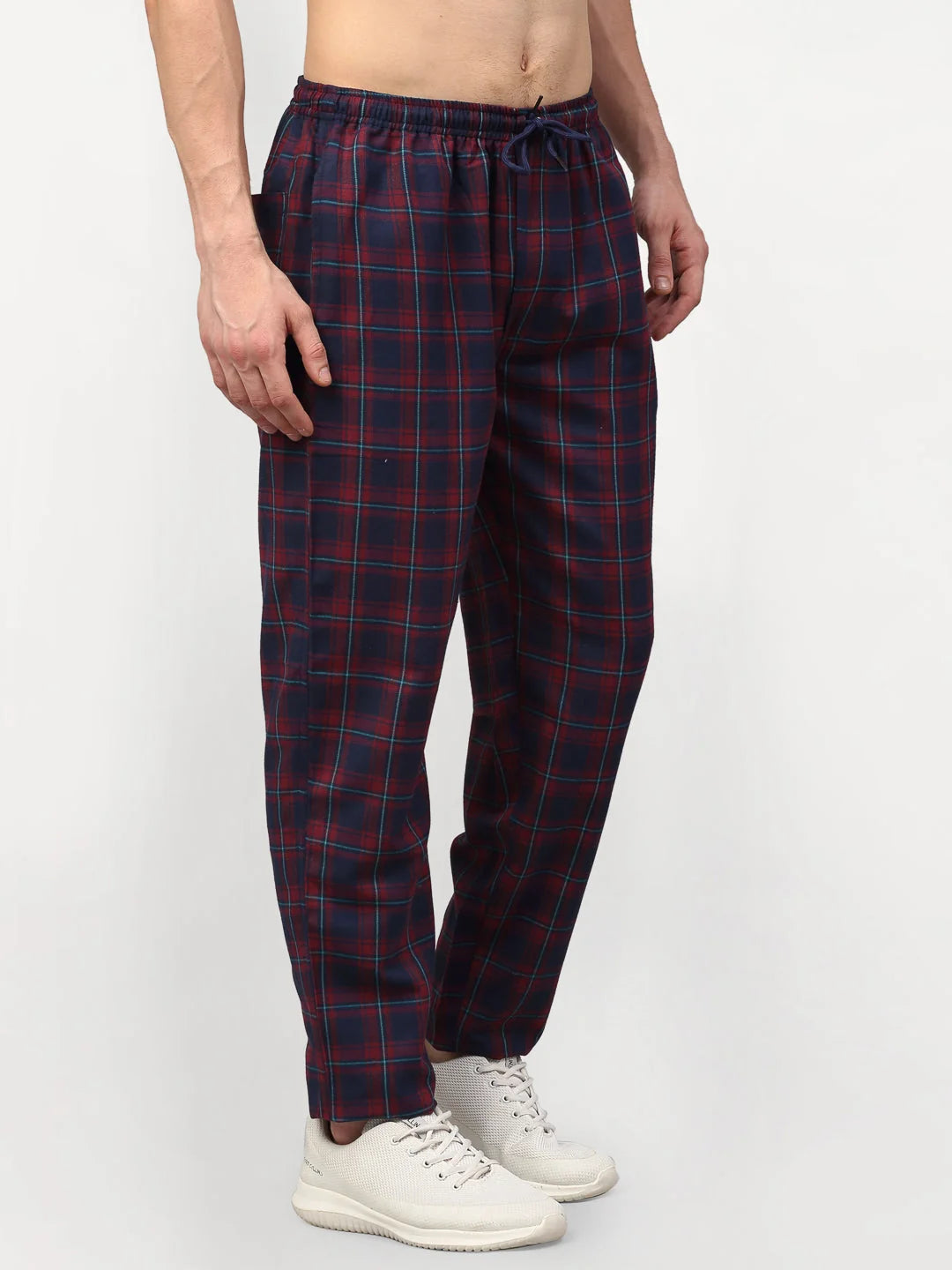 Men's Blue Cotton Track Pants - Mens Pajamas & Sleepwear