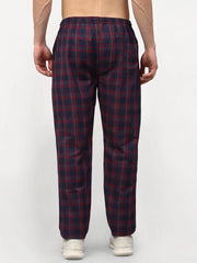 Indian Needle Men's Blue Cotton Checked Track Pants