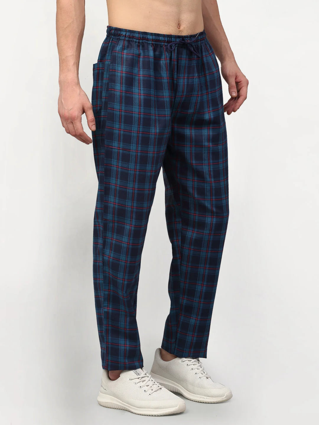 Blue Cotton Mens Jogger Pajama Pants - Mens Sleepwear & Pajamas