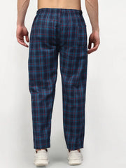 Indian Needle Men's Blue Quality Cotton Checked Track Pants
