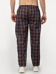 Indian Needle Men's Orange Quality Cotton Checked Track Pants