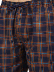 Indian Needle Men's Orange Quality Cotton Checked Track Pants