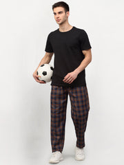Indian Needle Men's Orange Quality Cotton Checked Track Pants