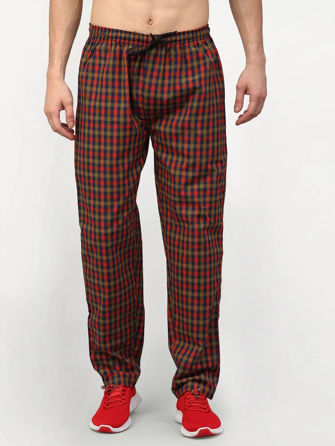 Orange Cotton Mens Pajama Pants - Comfy Sleepwear | Indian Needle