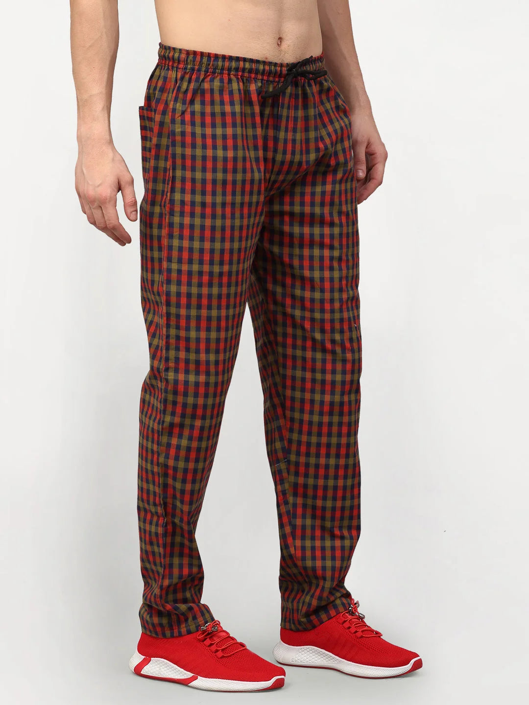 Orange Cotton Mens Pajama Pants - Comfy Sleepwear | Indian Needle