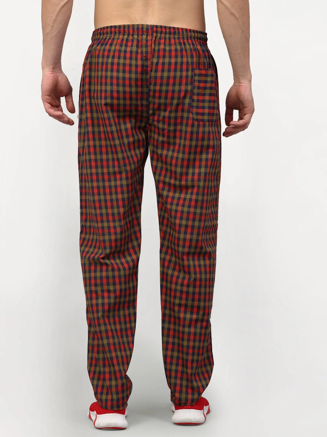 Orange Cotton Mens Pajama Pants - Comfy Sleepwear | Indian Needle