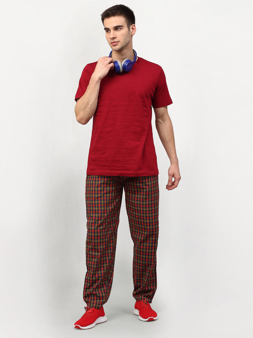 Orange Cotton Mens Pajama Pants - Comfy Sleepwear | Indian Needle