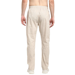 Indian Needle Men's Beige Cotton Striped Track Pants