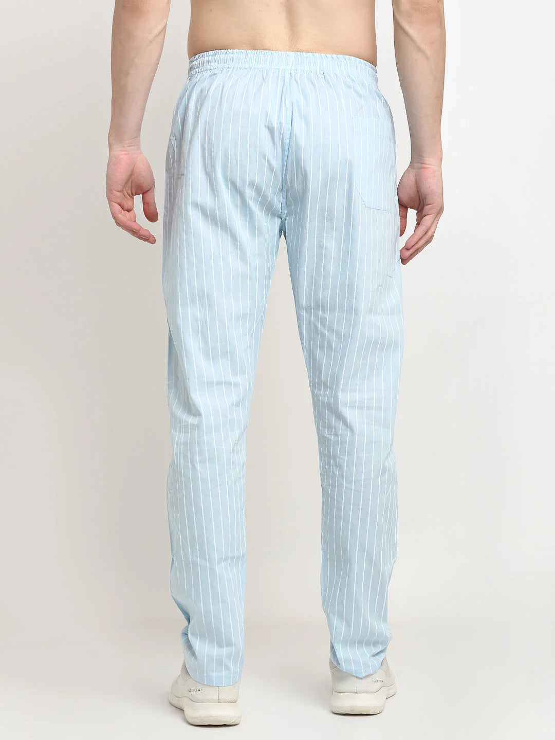 Blue Striped Cotton Mens Pajamas - Indian Needle Track Pants