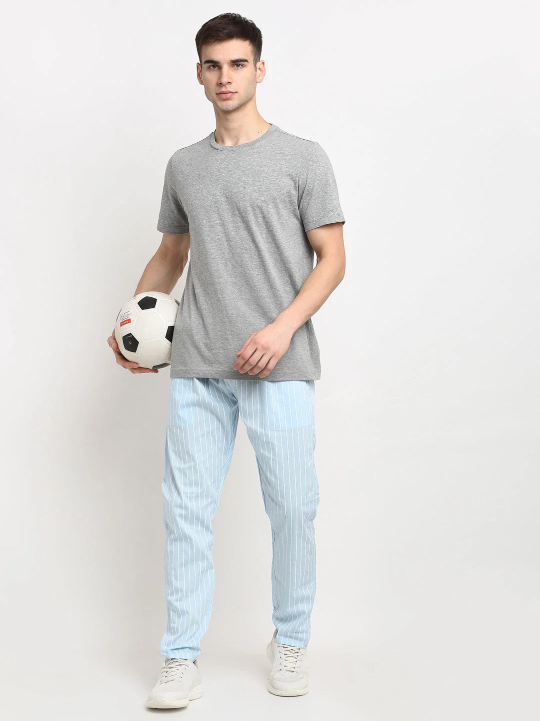Blue Striped Cotton Mens Pajamas - Indian Needle Track Pants