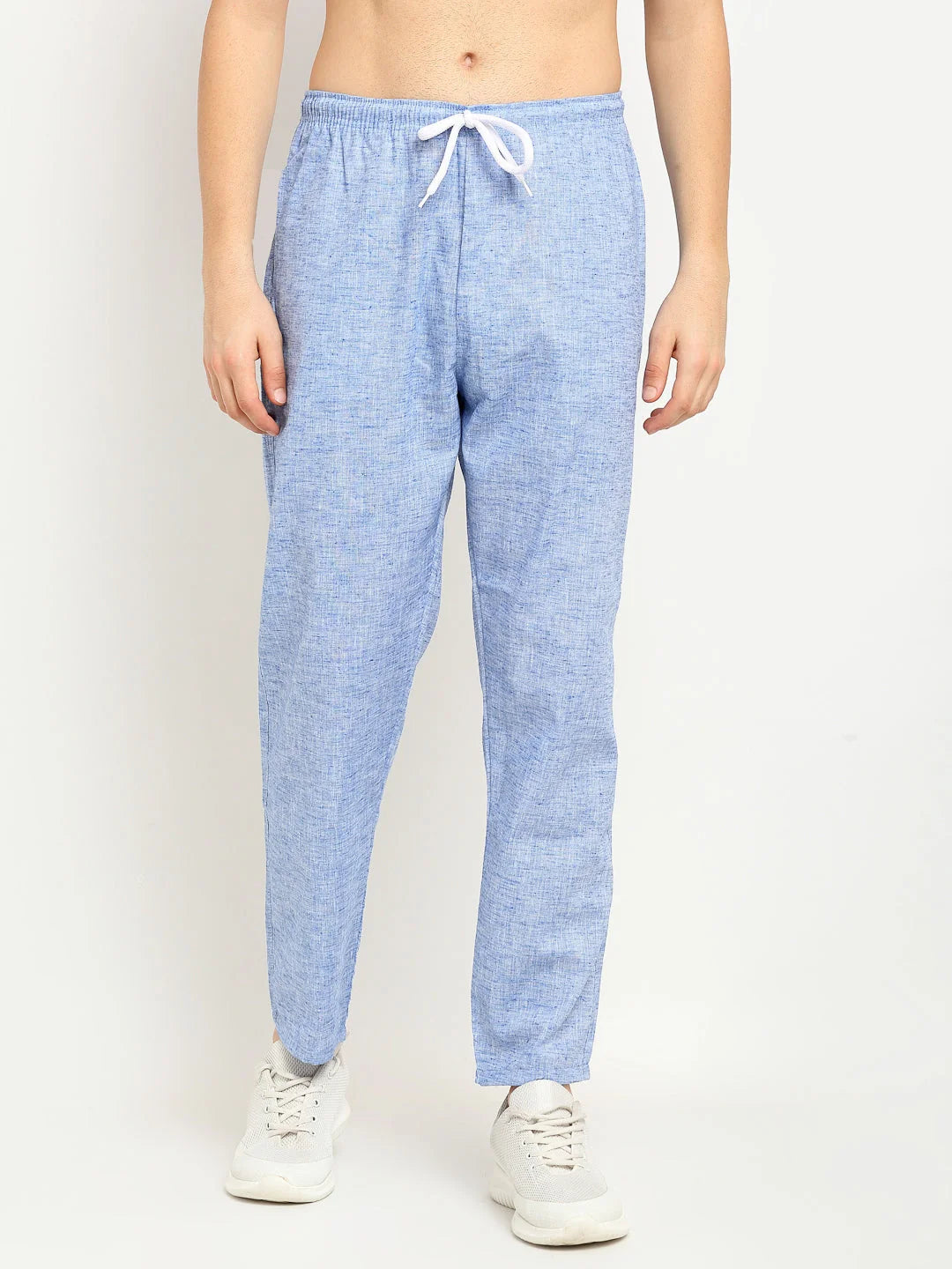 Blue Cotton Track Pants - Indian Needle Mens Jogger Pajama Pants