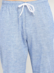 Indian Needle Men's Blue Linen Quality Cotton Track Pants