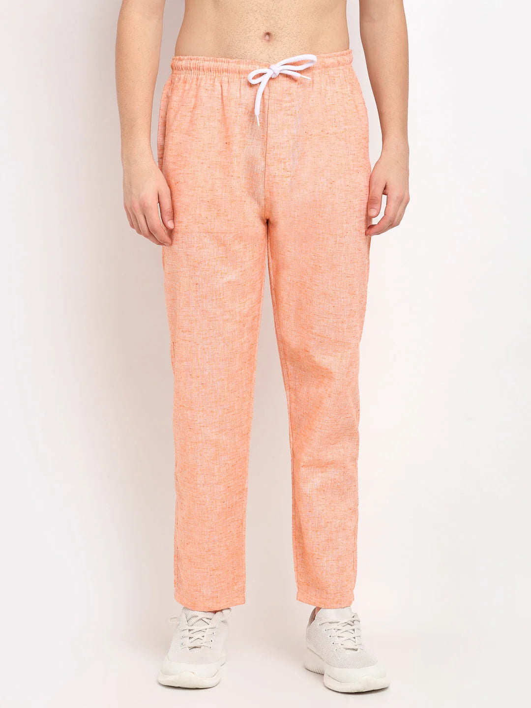 Orange Cotton Track Pants - Indian Needle Mens Pajamas