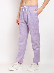 Indian Needle Men's Purple Linen Cotton Track Pants
