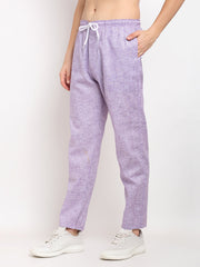 Indian Needle Men's Purple Linen Cotton Track Pants