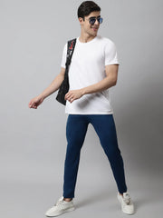 Men's Blue Solid Streachable Lycra Trackpants