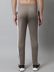 Men's Brown and White Striped Streachable Lycra Trackpants