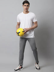 Men's Grey and White Striped Streachable Lycra Trackpants