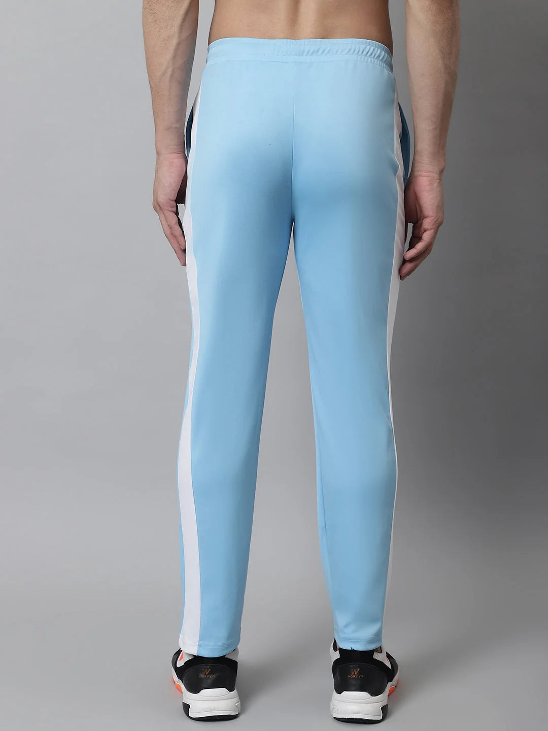 Sky Blue Striped Lycra Trackpants for Men | Mens Sleepwear