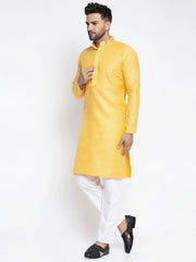 Men's Bright Yellow Woven Kurta Payjama Sets
