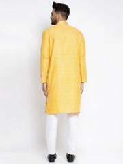 Men's Bright Yellow Woven Kurta Payjama Sets