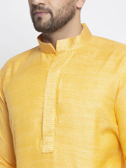 Men's Bright Yellow Woven Kurta Payjama Sets