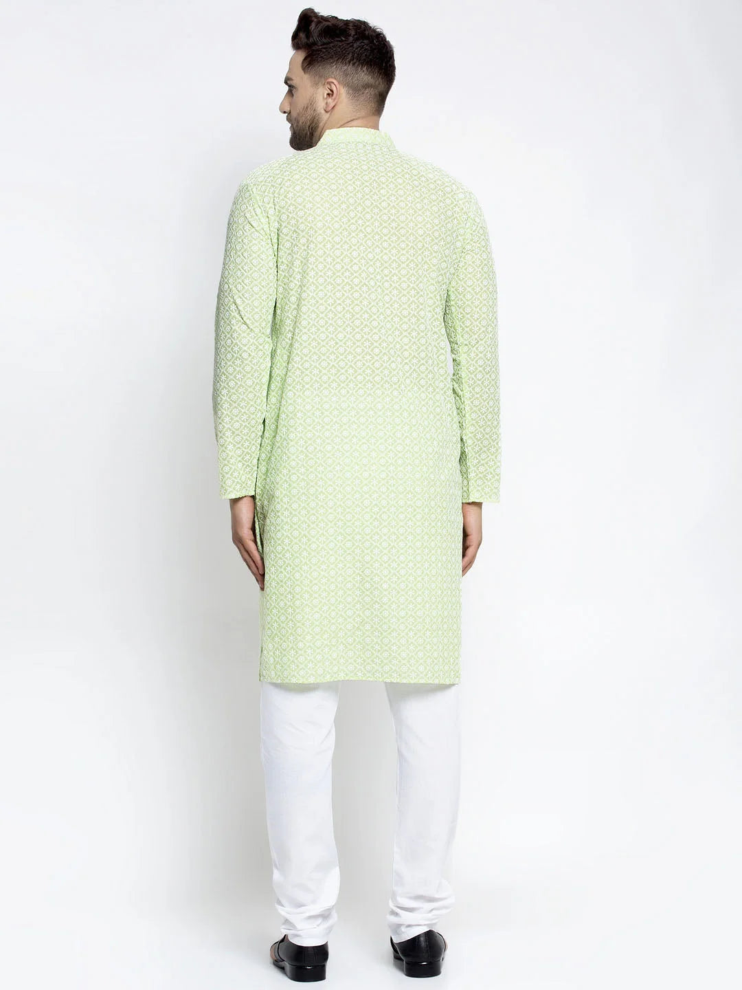 Dark Green Embroidered Mens Kurta - Indian Kurta for Men