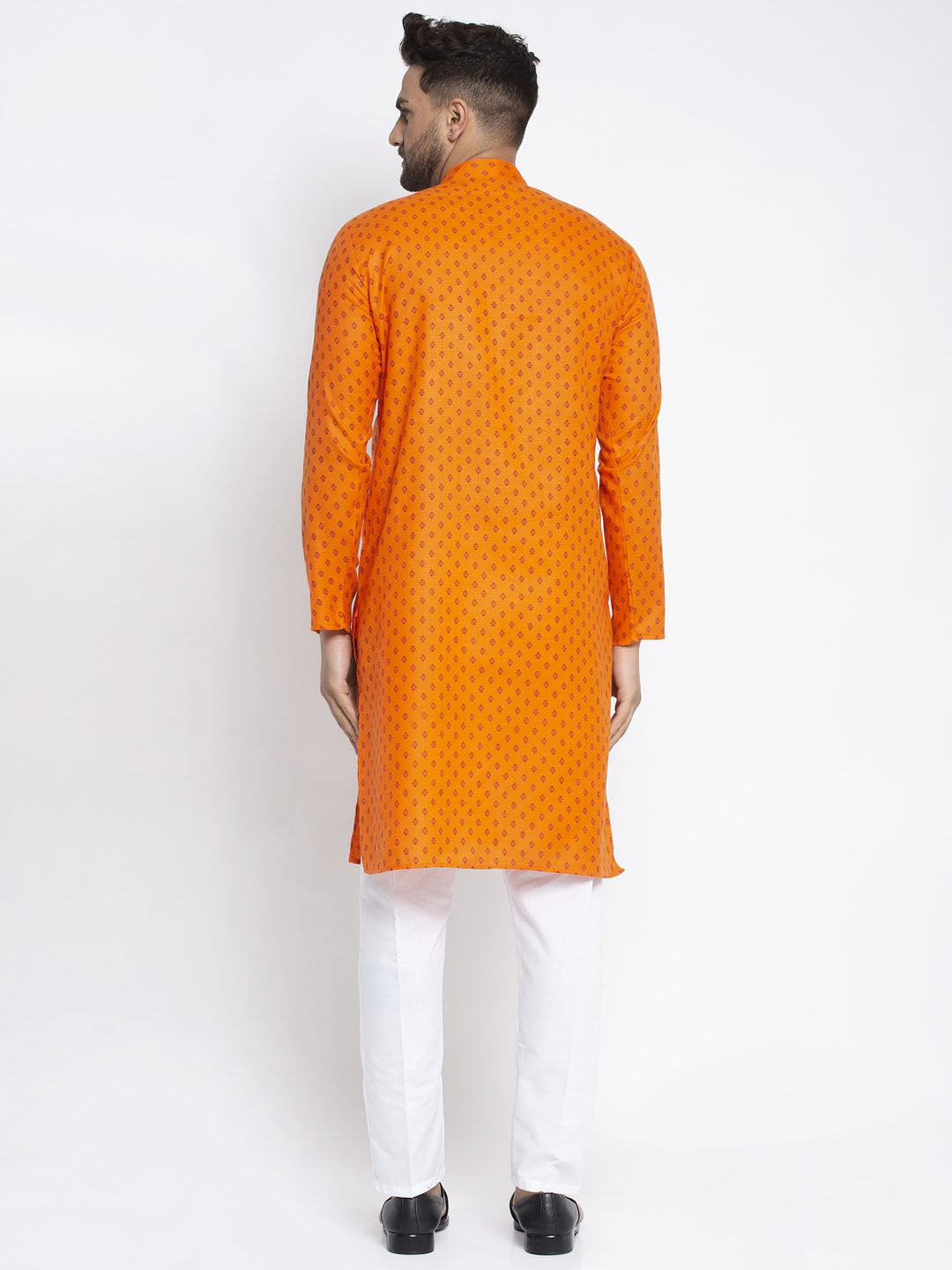 Orange Printed Mens Kurta - Shop Indian Kurta for Men Online