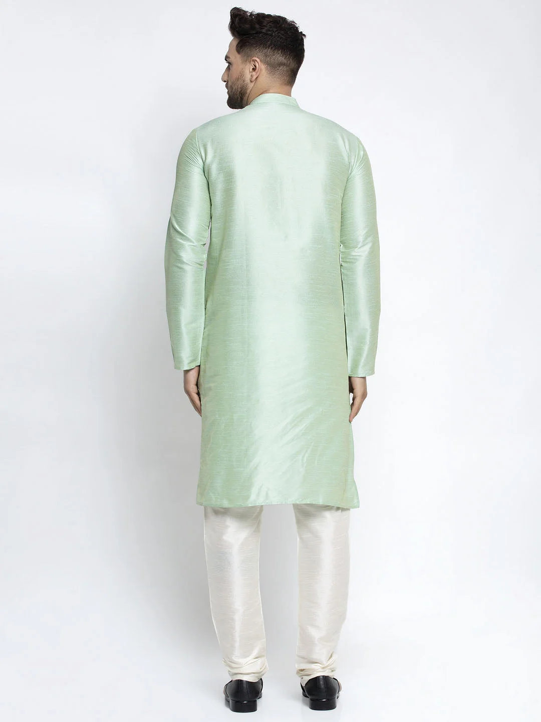 Green Dupion Silk Men's Kurta - Indian Kurta for Men