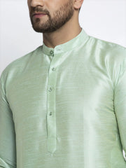 Men's Green Solid Dupion Silk Kurta Only