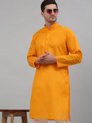 Men's Mustard Cotton Striped Kurta Payjama Sets-JOKP-679Mustard