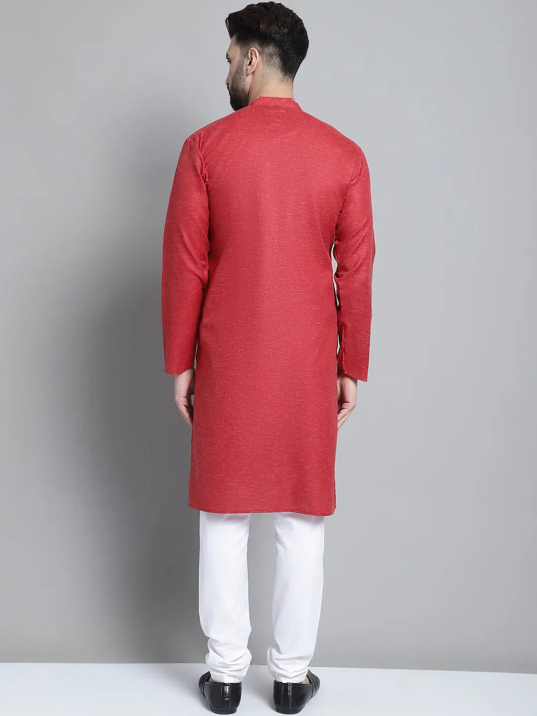 Maroon Cotton Mens Kurta Pajama Set | Solid Kurta Pajama