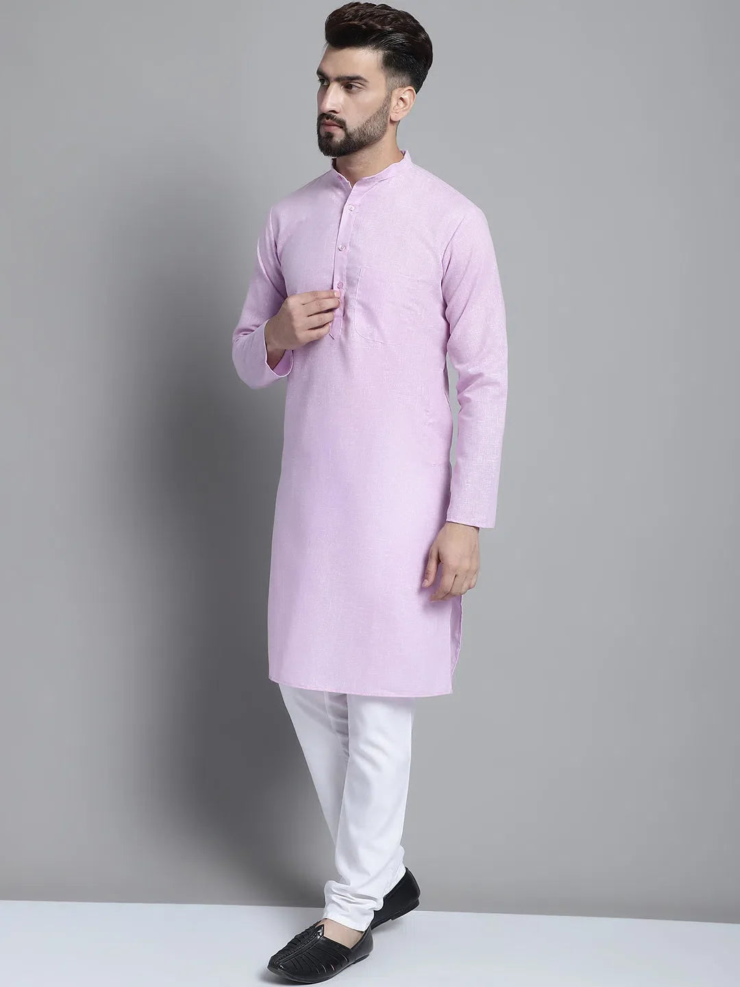 Purple Cotton Mens Kurta Pajama Set | Solid Kurta Pajama