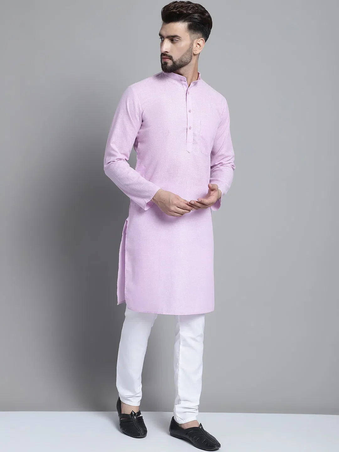 Purple Cotton Mens Kurta Pajama Set | Solid Kurta Pajama