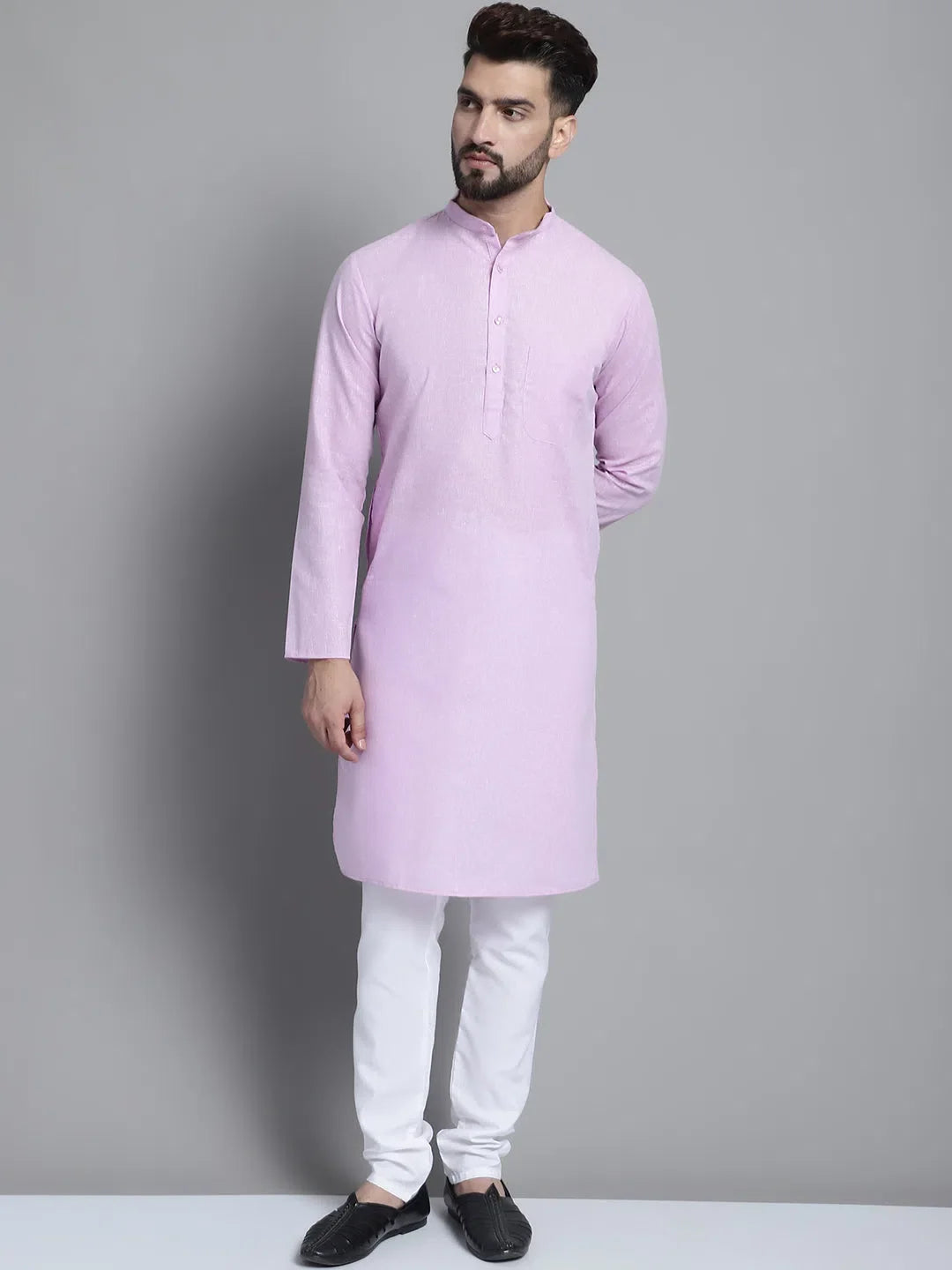 Purple Cotton Mens Kurta Pajama Set | Solid Kurta Pajama
