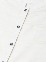 Women Off-White & Navy Blue Solid Kurta with Trousers & Dupatta ( JOKS 1309 Off-White )-JOKS-1309