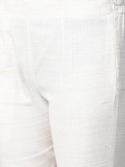 Women Off-White & Navy Blue Solid Kurta with Trousers & Dupatta ( JOKS 1309 Off-White )-JOKS-1309