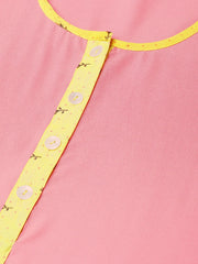 Women Peach-Coloured & Yellow Solid Kurta with Palazzos & Dupatta