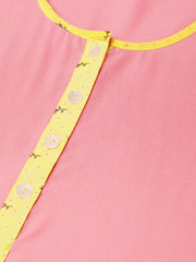 Women Peach-Coloured & Yellow Solid Kurta with Palazzos & Dupatta