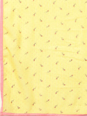 Women Peach-Coloured & Yellow Solid Kurta with Palazzos & Dupatta