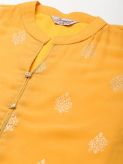 Printed Mukaish Kurta with Palazzos ( JOKPL 1460 Yellow )
