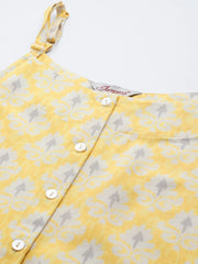 Women Ethnic Motifs Printed Kurta with Palazzos ( JOKPL 1498 Yellow )-JOKPL-1498