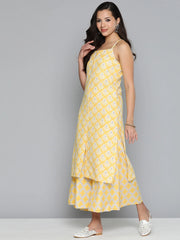 Women Ethnic Motifs Printed Kurta with Palazzos ( JOKPL 1498 Yellow )-JOKPL-1498